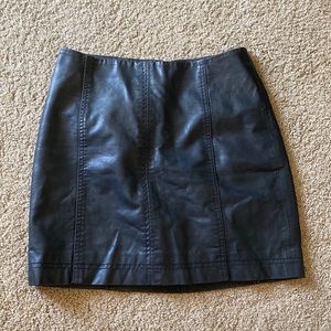 Free people black leather mini skirt